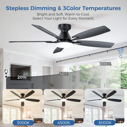 42 Inch Ceiling Fans with Lights (Black&Wood Grain / 42 Inch)