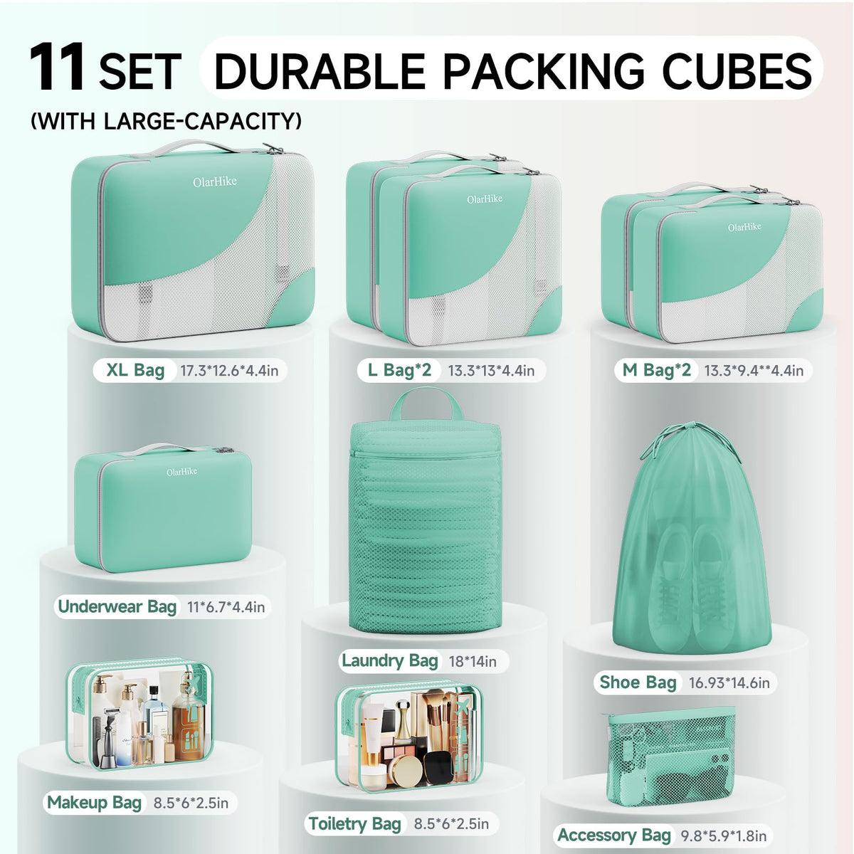 Packing Cubes for Travel (19 Light Teal)