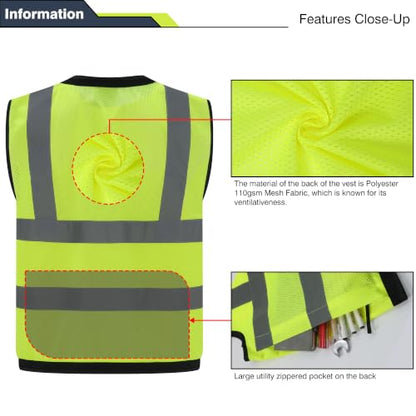 Safety Vest High Visibility Reflective Vest for Outdoor Work