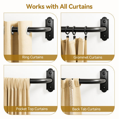 Curtain Rod 2 Pack 32 (Black / 32 to 58" - 2Pack)