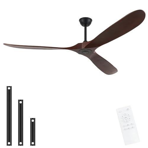 72inch Solid Wood Ceiling Fan no Light (72 inch / Dark walnut)