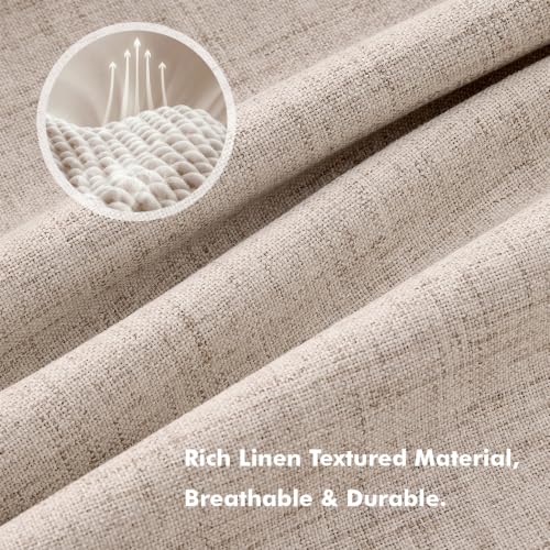 100% Blackout Linen Curtains 2 Panels Set for Bedroom Solid Luxury Decor Thermal Insulation Room Darkening Back Tab Rod Pocket Drapes for Living Room Nursery