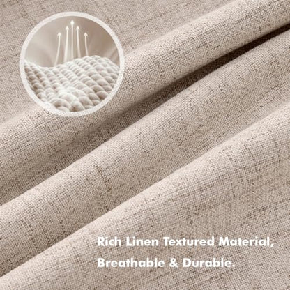 100% Blackout Linen Curtains 2 Panels Set for Bedroom Solid Luxury Decor Thermal Insulation Room Darkening Back Tab Rod Pocket Drapes for Living Room Nursery