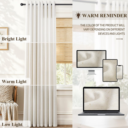 Natural Grommet Linen Curtains 144 Inches Long for Living Room (Natural / 52"W x 144"L (Pack of 2))