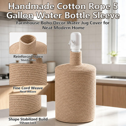 Woven Jute Water Jug Cover for 5 Gallon Bottles Water Dispenser (Khaki)
