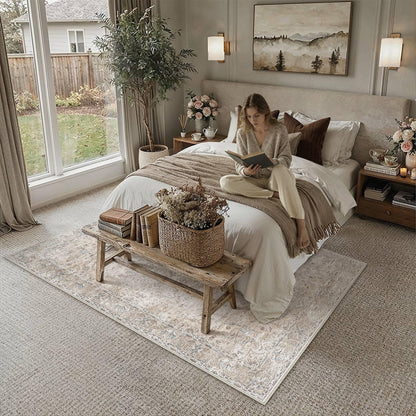 Beige Area Rugs 5x7 Washable Rug Indoor Carpet (Multi Beige / 5' x 7' (Rectangular))