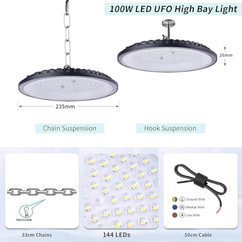 100W UFO LED High Bay Light with US Standard Plug