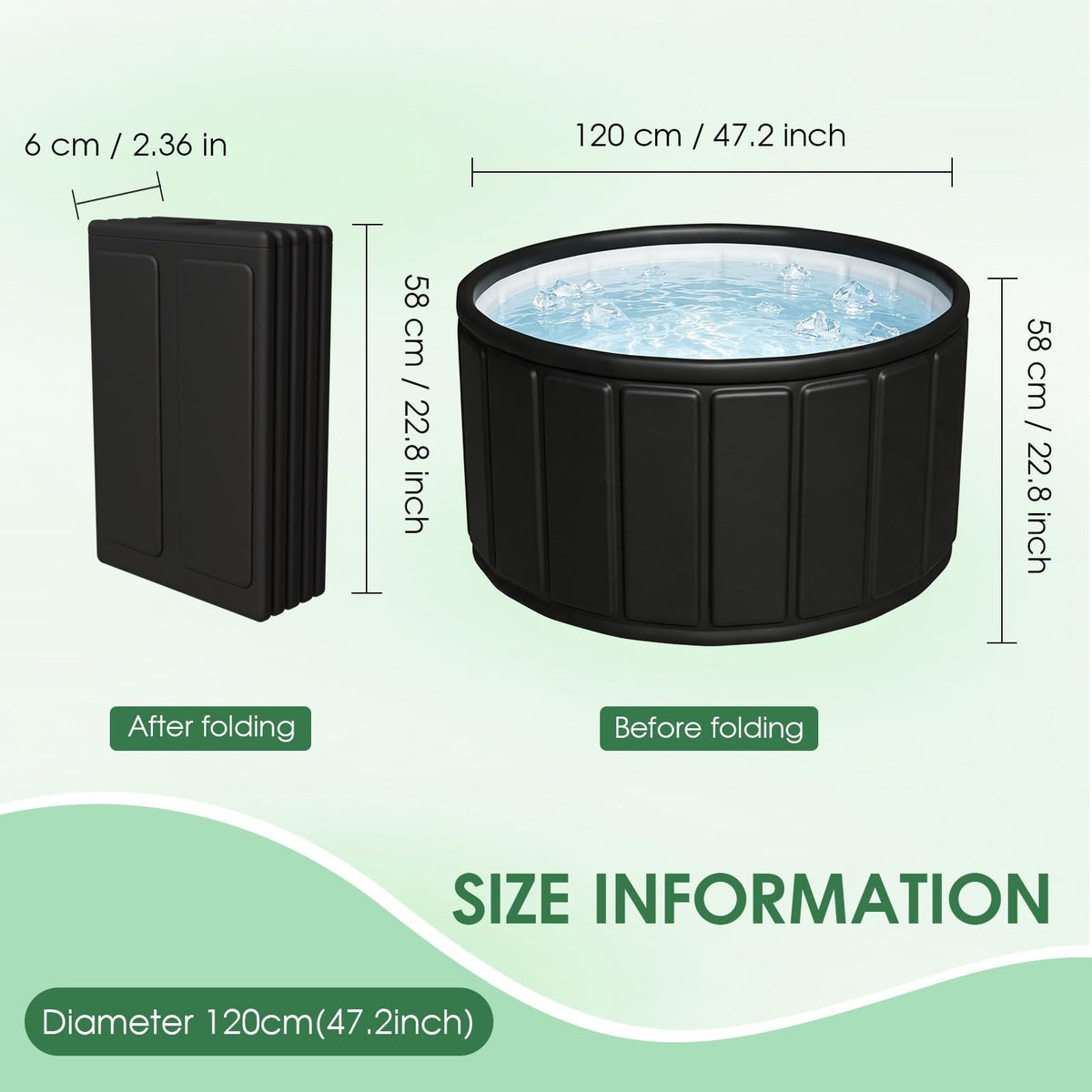 Portable Bathtub Adult 164 Gal (B-Black / 47.2x21.7 Inch)