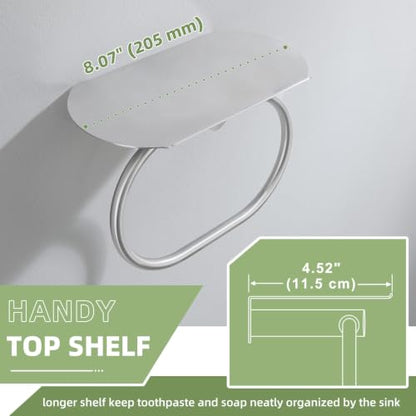 Bathroom Hand Towel Holder with Shelf Brushed Nickel