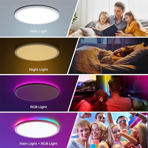 RGB LED Flush Mount Ceiling Light with Remote
