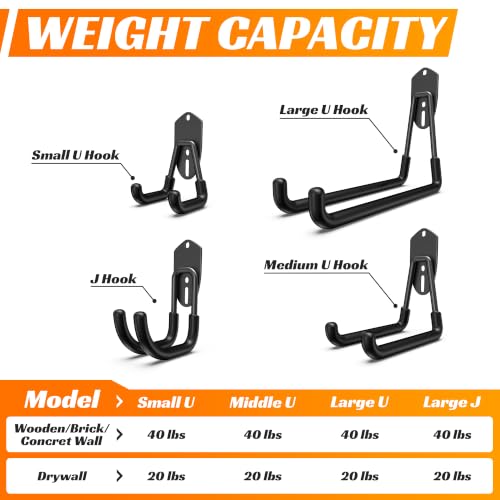 Wall Mounted Garage Storage Hooks Set