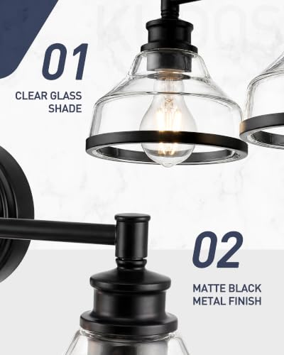 3 Light Matte Black Vanity Light KDVL20