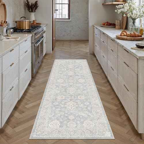 2x5 Blue Cream Neutral Runner Rug (Blue / 2' x 5' (Runner))