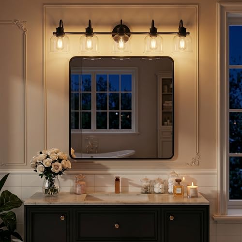 5 Lights 40" Bathroom Vanity Light Fixtures (Black / 5 Lights)