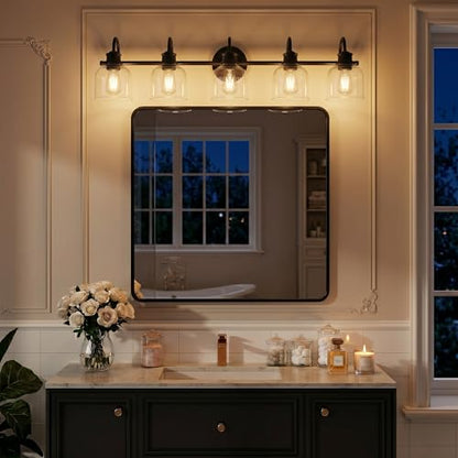 5 Lights 40" Bathroom Vanity Light Fixtures (Black / 5 Lights)