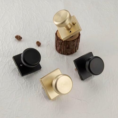 Brushed Gold Door Knob with Square Rosette for Privacy