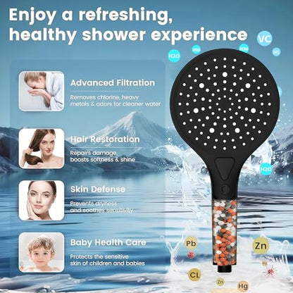 5.9 Inch Large Face High Pressure Shower Head with 4 Spray Modes