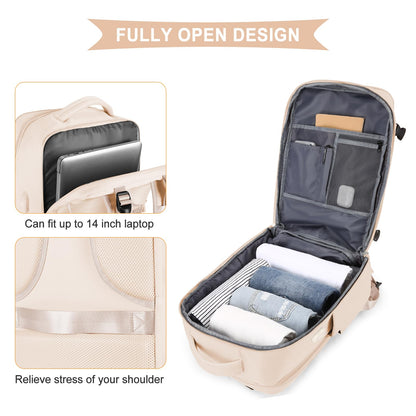 Travel Backpack For Women Men (Beige / 25 liters)