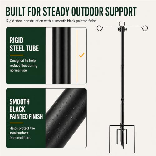 Outdoor String Light Poles 10 ft with Detachable Side Crossbars