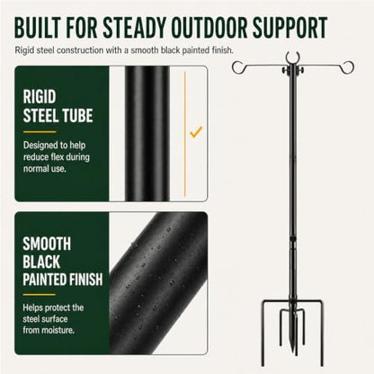 Outdoor String Light Poles 10 ft with Detachable Side Crossbars