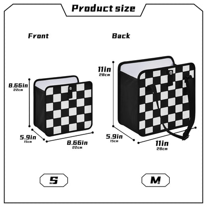 Checkered Black White Car Trash Can Car Organizer Car Garbage Can with Adjustable Strap for Back Front Seat Console Waterproof Leakproof Collapsible Portable 8.66 Inch Checkerboard (Checkerboard / S)