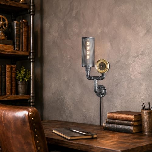 Plug in Vintage Steampunk Wall Sconce