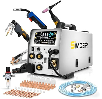 SSimder MIG Welder 110V 220V Dual Voltage MIG Welding Machine Multiprocess Welder for Home DIY