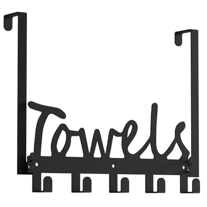 Door Mounted Towel Rack with Hooks for Bathroom