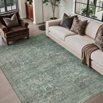 5x7 Area Rugs for Living Room (Moss Green / 5' x 7' (Rectangular))