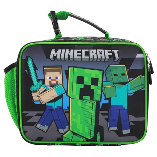 Minecraft Creepers and Block Characters Insulated Lunch Kit (Minecraft Block Green)