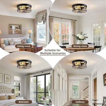12.6" Gold Accent Flush Mount Ceiling Light