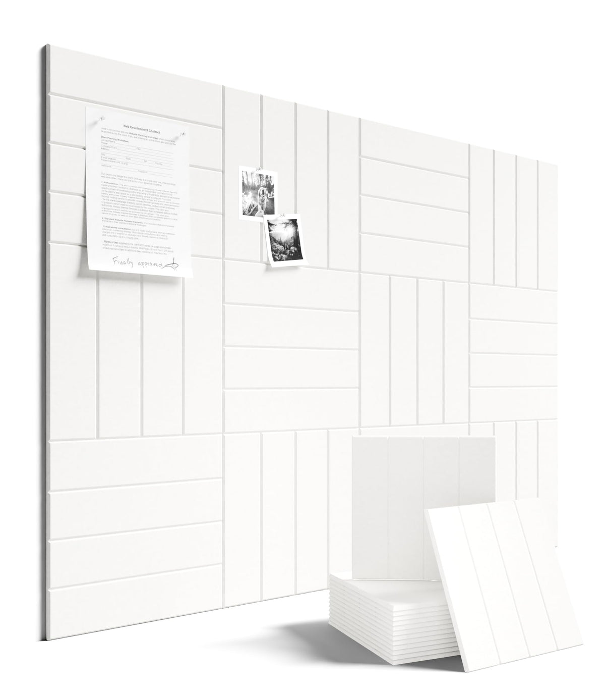 Felt Bulletin Board & Cork Board Alternative 48'' x 36'' (Milky White-1 / Bold-stripe 12-pack)