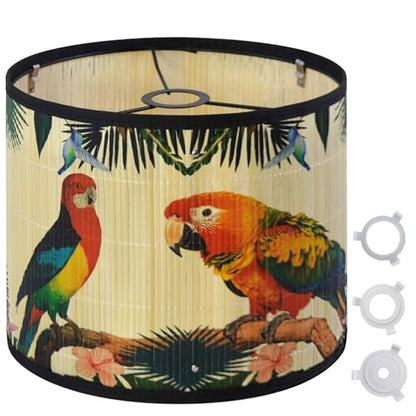 Bamboo Lamp Shade With Tropical Plants Chandelier Covers