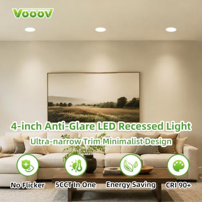 4 Inch 5CCT LED Anti Glare LED Recessed Lights with J