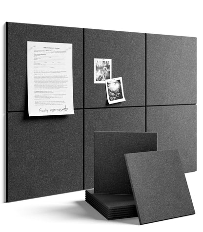 Felt Bulletin Board & Cork Board Alternative 48'' x 36'' (Charcoal Gray-1 / Solid tile 6-pack)