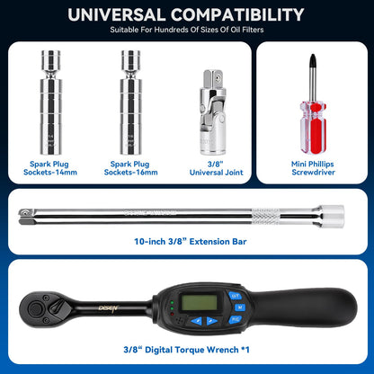 6 PCS 3 8 inch Digital Torque Wrench Kit (3/8-inch-5PCS)