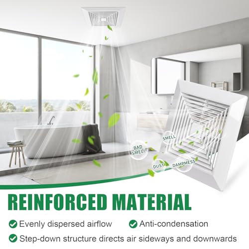 1 Pack 11" x 11'' Exhaust Bathroom Fan Cover with Springs Square Ceiling or Wall Mounted Ceiling Grill Vent Fan Fits Models 663 670 671 675 688 689 Ventilation Cover