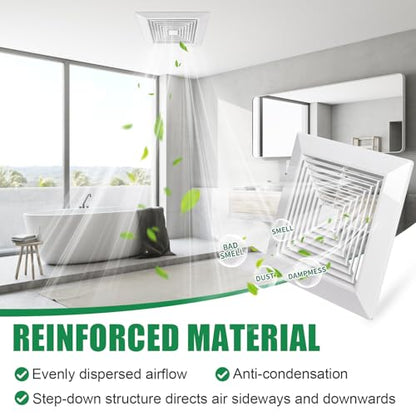 1 Pack 11" x 11'' Exhaust Bathroom Fan Cover with Springs Square Ceiling or Wall Mounted Ceiling Grill Vent Fan Fits Models 663 670 671 675 688 689 Ventilation Cover