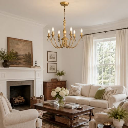 Farmhouse Vintage Antique Brass Chandelier