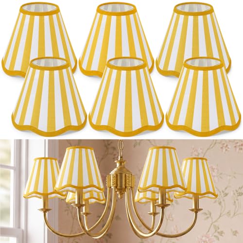 Set of 6 Striped Chandelier Lamp Shades