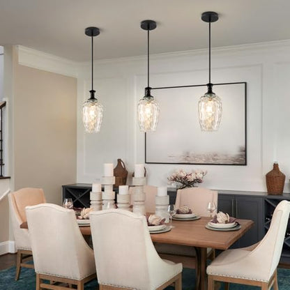 Glass Pendant Lights Kitchen Island (Black)