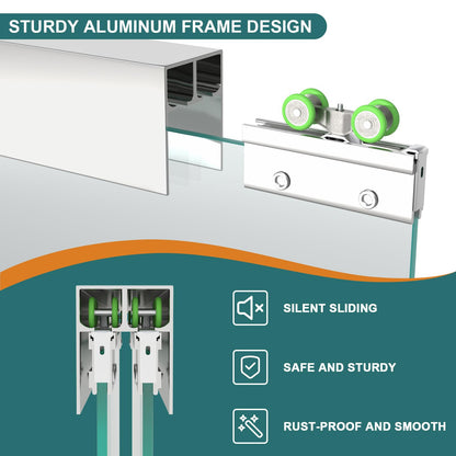 Double Sliding Glass Bathtub Shower Door 55 (Chrome / 60''x62'')