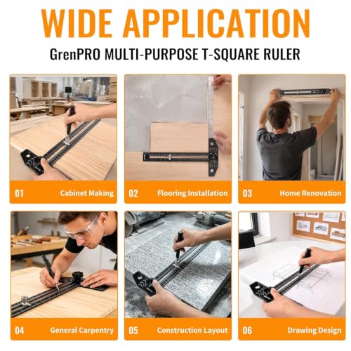 Woodworking Scriber Marking Line Ruler with Carpenter Pencil & Metal Ruler