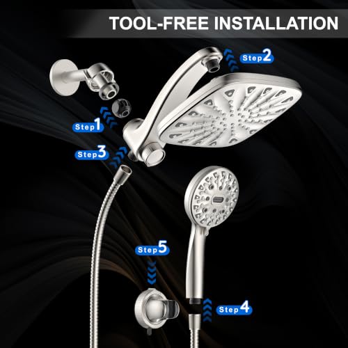 Dual Rainfall Shower Head with Handheld (Starlight)