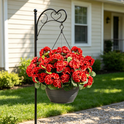 Artificial Geraniums Fake Flowers for Outdoors (Red / 12pcs)