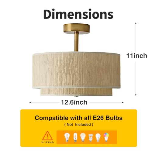 Double Drum Semi Flush Mount Ceiling Light