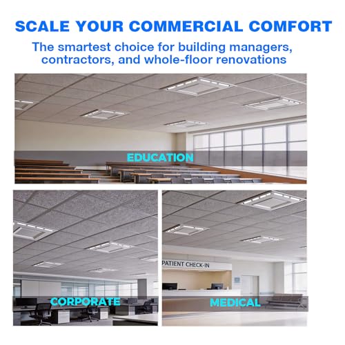 4-Pack 4-Way Ceiling Air Diverter 24"x24", Commercial Air Vent Deflector for 2'x2' Drop Ceiling Grid, No Tools Needed, Zero Damage Rest-on Design, Airflow Redirector for Offices, Business