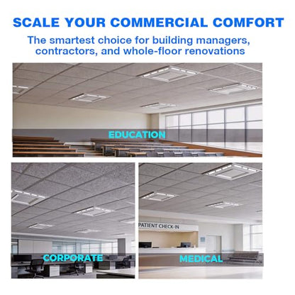 4-Pack 4-Way Ceiling Air Diverter 24"x24", Commercial Air Vent Deflector for 2'x2' Drop Ceiling Grid, No Tools Needed, Zero Damage Rest-on Design, Airflow Redirector for Offices, Business
