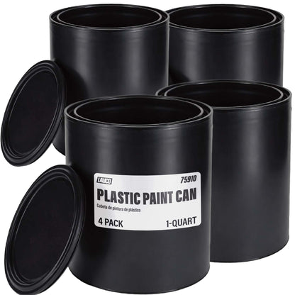 Plastic Paint Can Bucket 1QT Pack of 4 w (1QT-4units)
