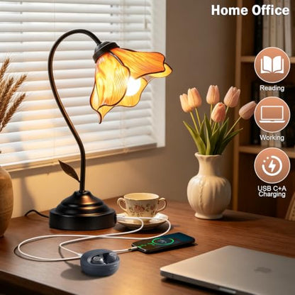 Stained Glass Table Lamp (Golden Amber)